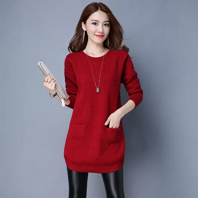 2023 Women's Long Sleeve Slim Pullover Sweater New Solid Color Crew Neck Spring Season Sweet Style Knitting Pockets Ruffles