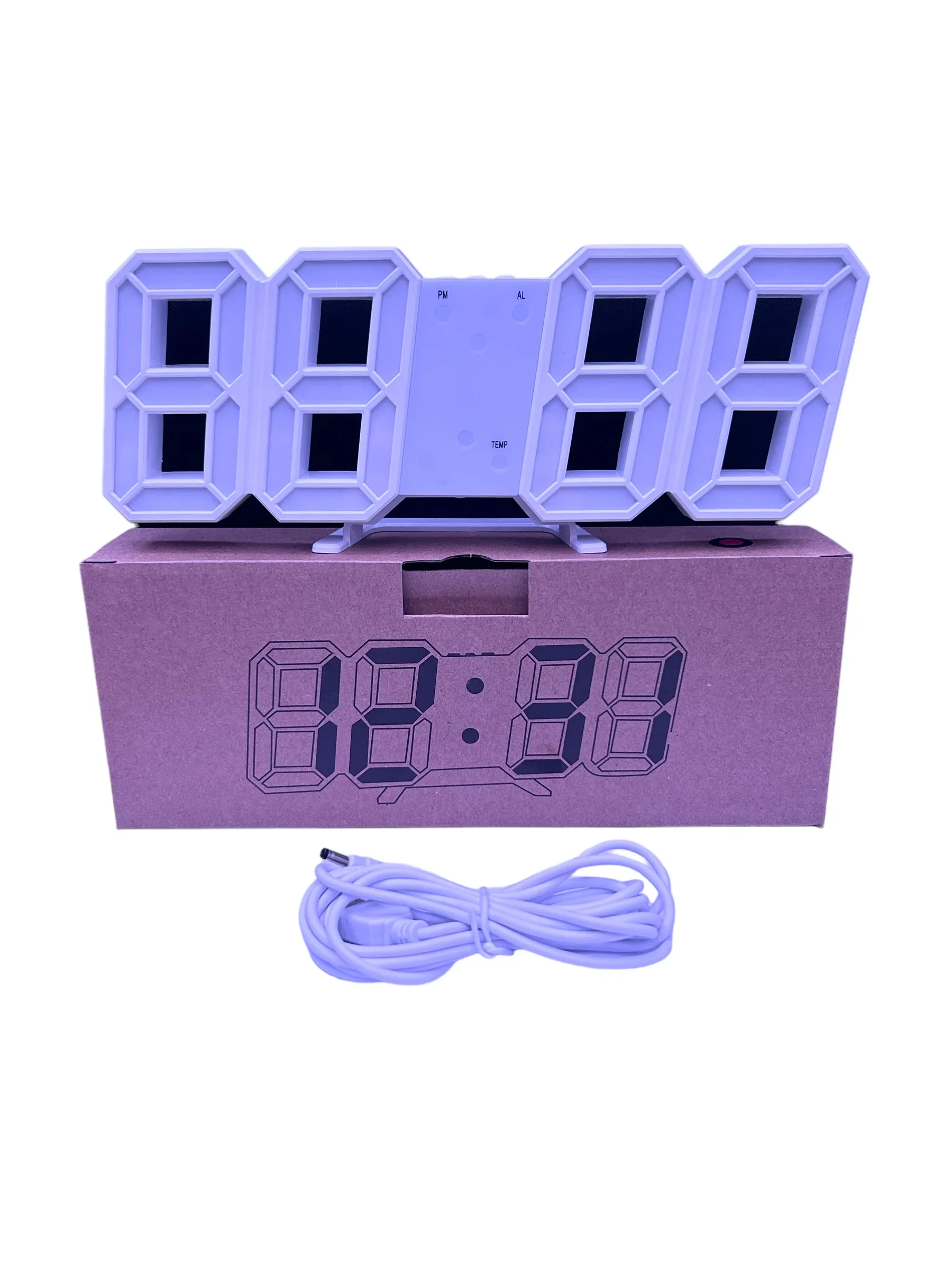 Home Decor 3D LED Digital Timer Table Desk Desktop Electronic Wall Alarm Clock for Warehouse Office Living Room