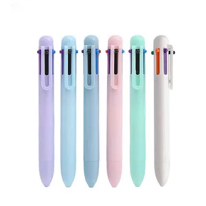 Wholesale Novelty Cute 6-in-1 Colors ABS Plastic Ball Point Pen With Selling Custom Printed Logo for Student Stationery Gift