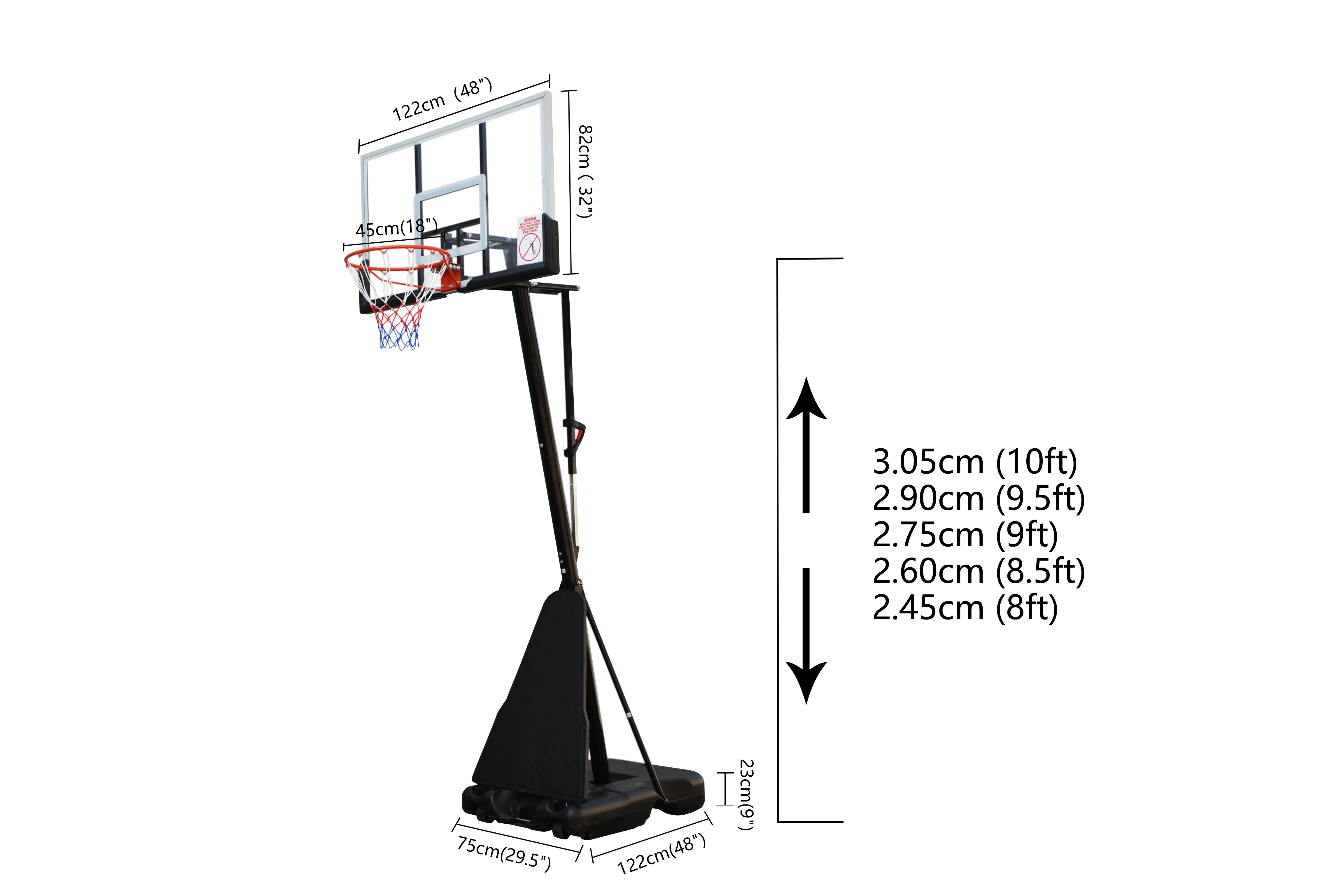 Height Adjustable Portable Basketball Hoop Goal Stand Basketball ...