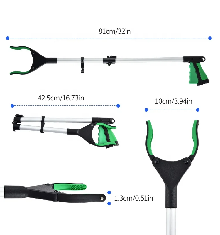 Wholesale Foldable Easy Reacher Grabber Reaching Pick up Robot Machine Garbage Foldable Hand Tool Litter Picker Grabber Tool
