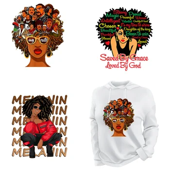 MOQ 10 Custom Printing Friction Resistant A Queen Is Born In November Heat Transfers Black History Month Afro Girl Design