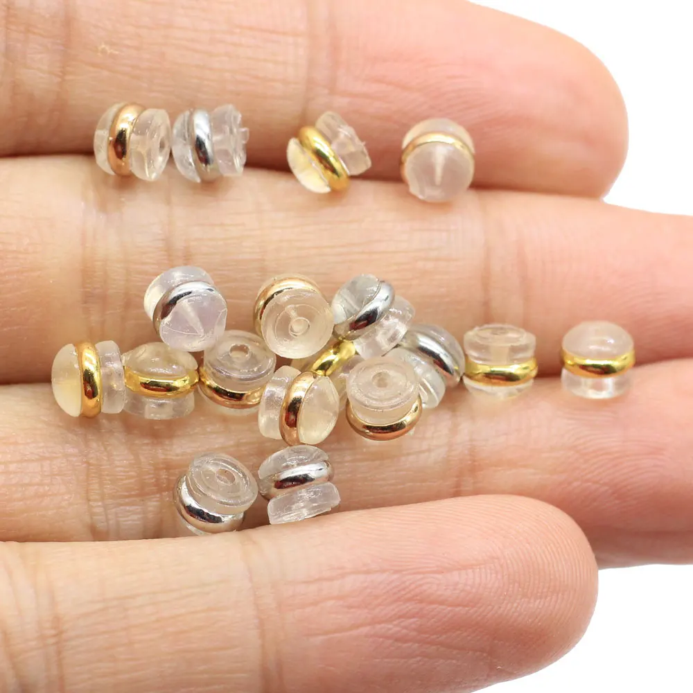 Sexy Sparkles 50 Pcs White Rubber Back Earring Stoppers Findings 6mm