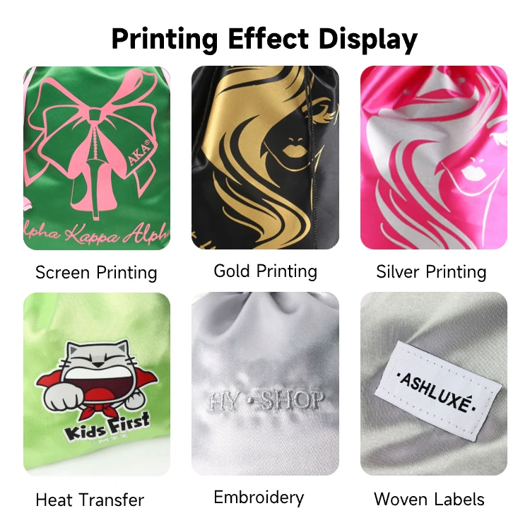 High Quality 100 Silk Drawstring Bags Black Drawstring Gift Satin Silk Bags With Logo for Clothes