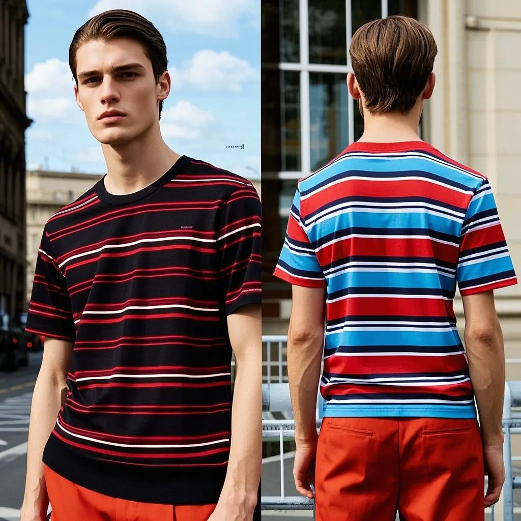 Men's Custom Printed Heavyweight Oversized for Polo T-Shirt Streetwear 100% Cotton Striped Clothing Streetwear Manufacturers' Cu