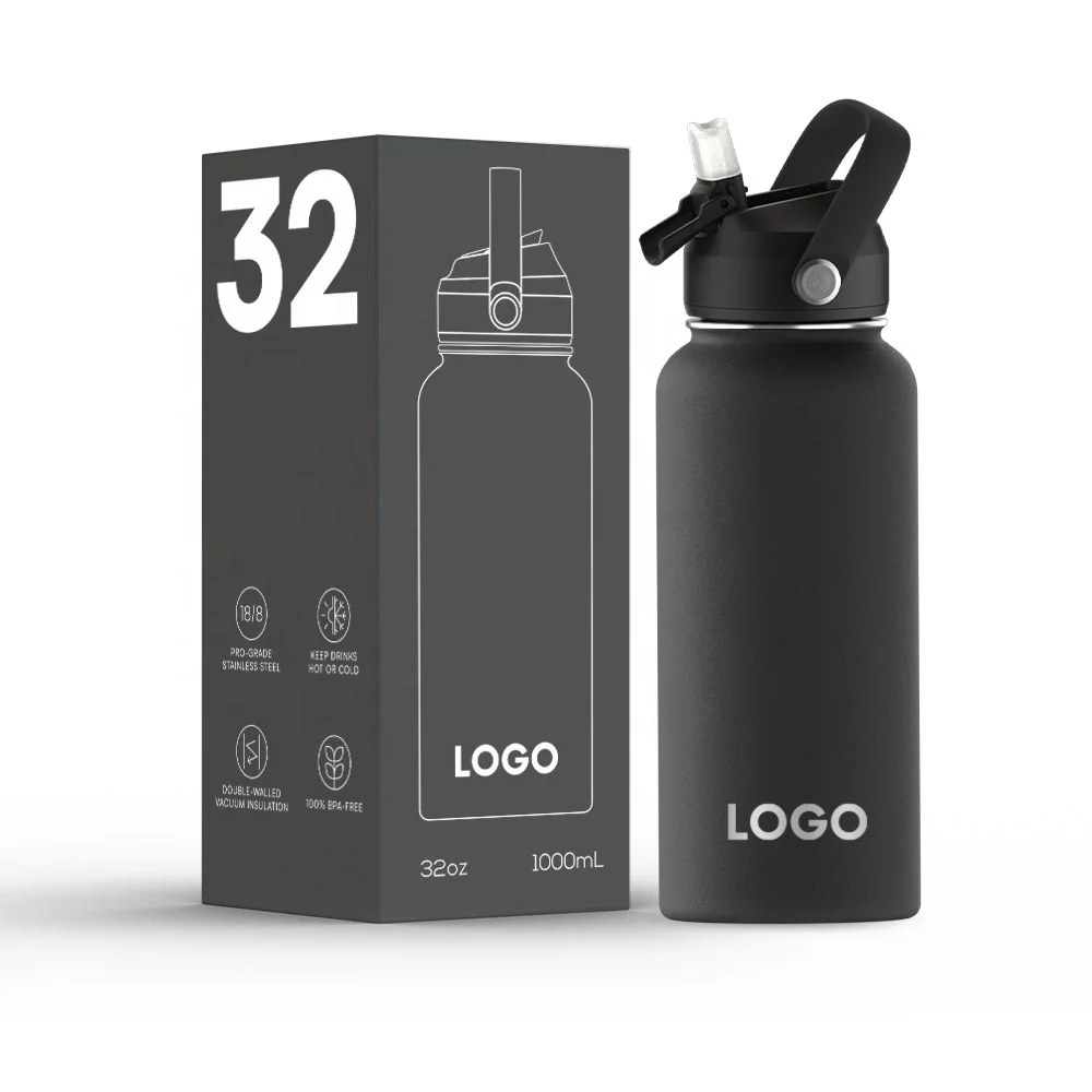 BPA Free Vacuum Flasks Stainless Steel Insulated Water Bottle Promotional Water Bottle Vacuum Double Wall 3 Lids