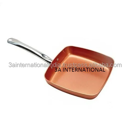 Factory Supplier Copper Finished Fancy Frying Pan With Cast Iron