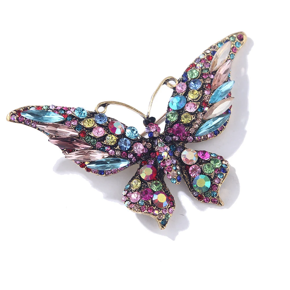 New Design Retro Crystal Rhinestone Butterfly Brooch Pins Multi-Color Big Insect Brooch for Weddings Gifts Cheap Price Wholesale