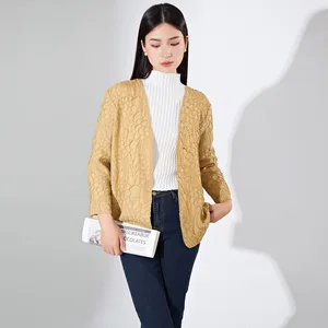 2025  New Autumn Embroidered Cardigan Top Loose Solid Color Pleated Cardigan Shirt