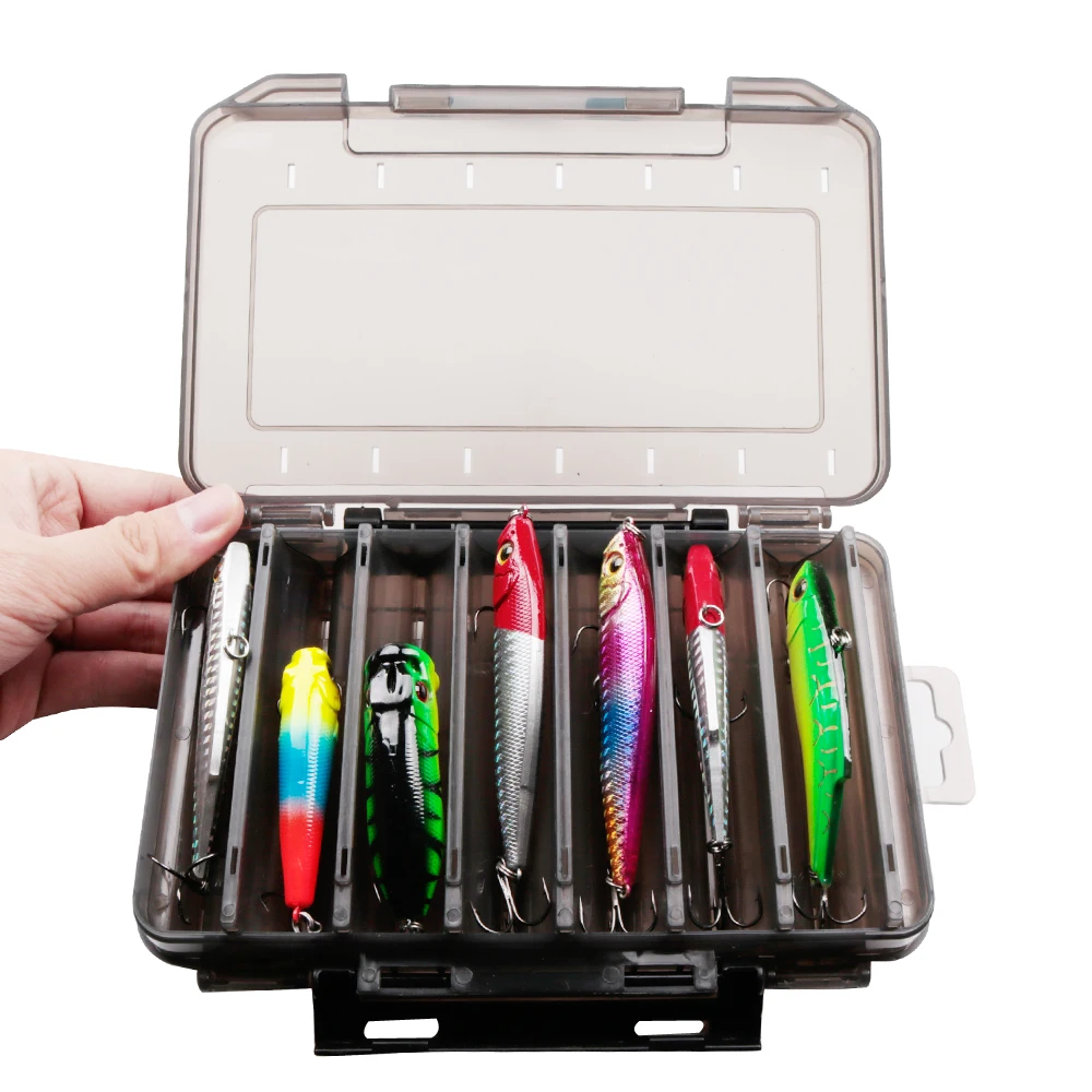 Free sample  Fishing Box 12 14 compartments Fishing Accessories lure Hook Boxes storage Double Sided Fishing Tackle box