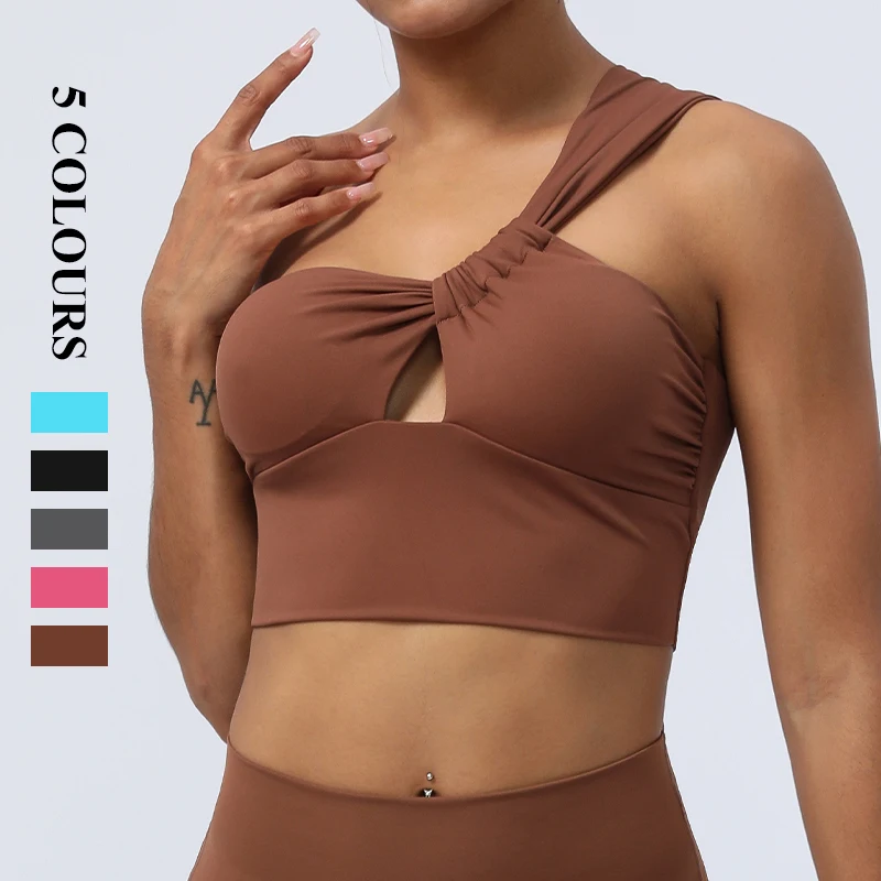 Explosive Models Hollow Out Single Strap Nude Feeling Quickly Dry Sports Underwear for Women Running Fitness Yoga Bra