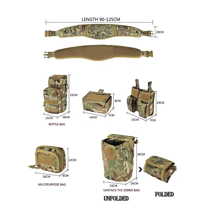Tactical Waistband Hunting Waist Security Gadget Pouch Waist Bag with Pouches Multi Functional Carrying Equipment Belt