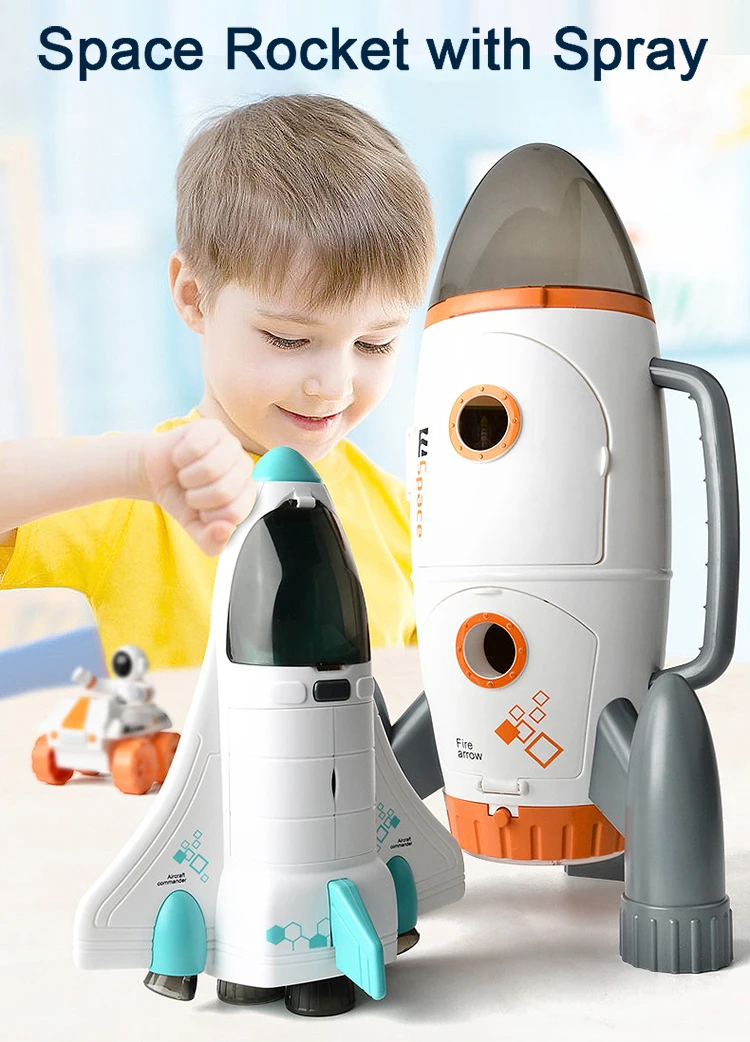 Bricstar New Educational Game Space Station Play Toy Children's Space Rocket Spray Toy With