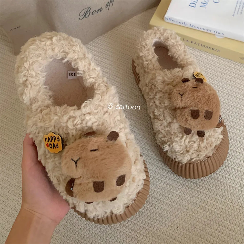 XIXITIAO lindo Kapibala delfín zapatillas invierno cálido algodón