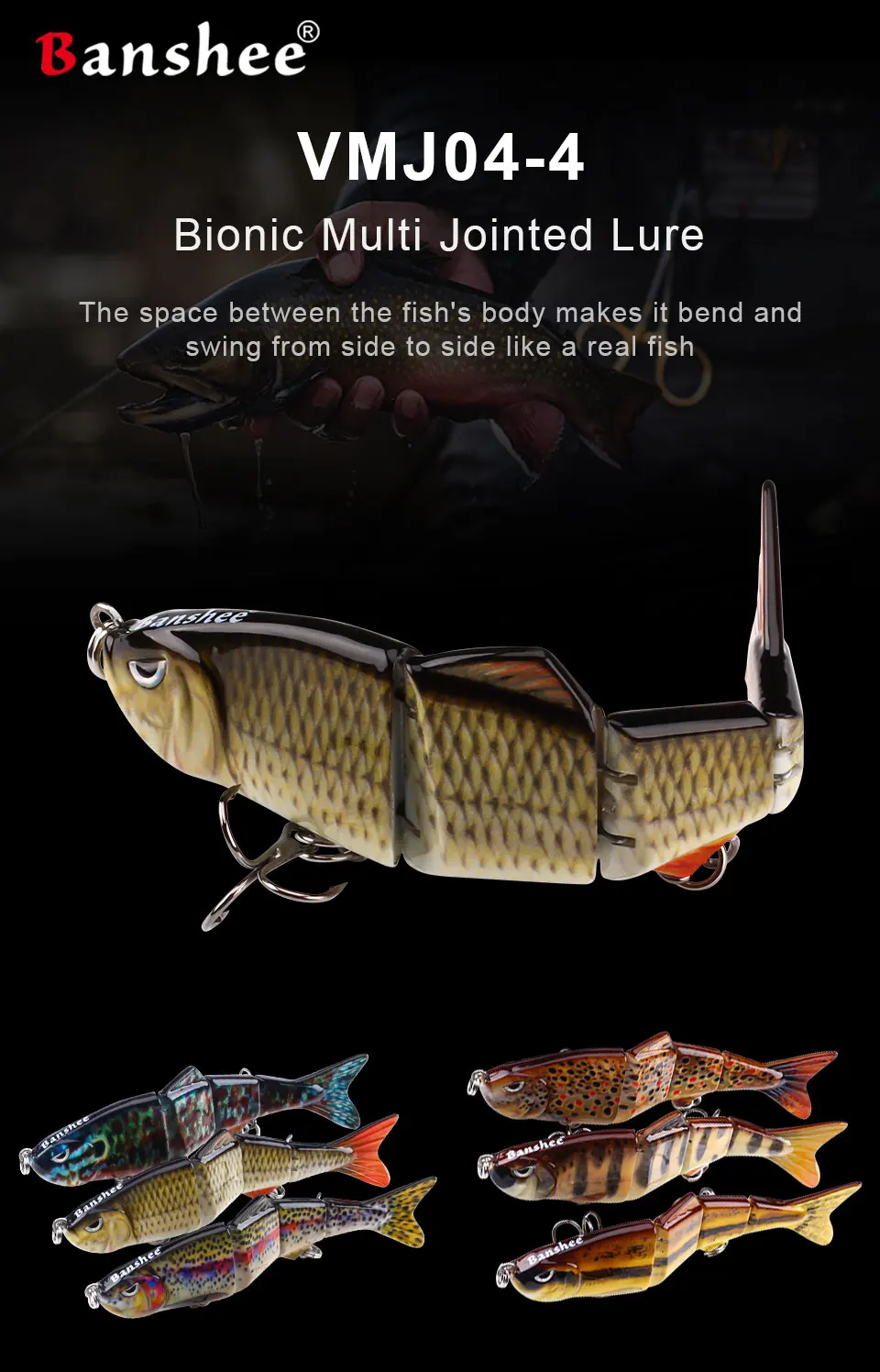 Full Customization Multi 4 Joints Segmented Vmj044 Swimbait Slow Sinking Rattle Salt/fresh