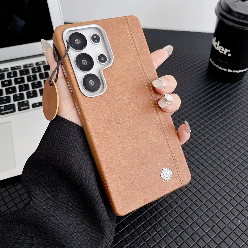 Business PU Leather Magnetic Phone Case for Samsung S24 S25 Ultra Built in Super Wireless Charging Shockproof Protective Cover