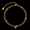 1.7mm Double Cable anklets with Star gold