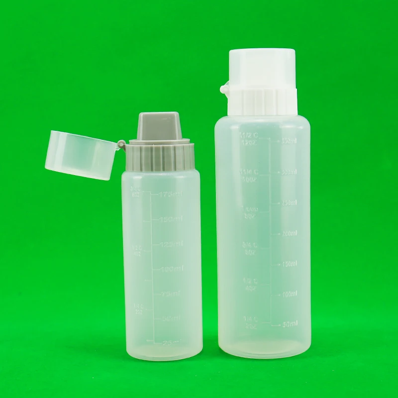 175ML 350ML Plastic Ketchup Salad Dressing Sauce Bottle with Pump Cap Screen Printing for Shampoo Packaging