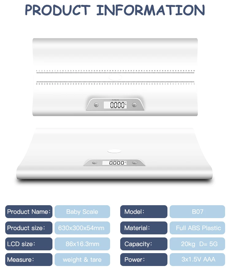 China Suppliers Commercial Custom Blue tooth Smart Weight Weighing Electronic Digital Baby Scale