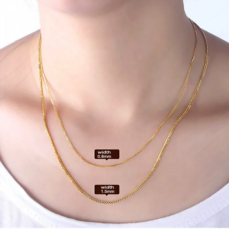 AU750 Yellow Rose White Yellow Gold Italian Gold Chain Thin Thicker 18K  Gold Foxtail Chopin Necklace Length 18inch