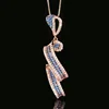 Rose gold Blue pointed crystal pendant with chain