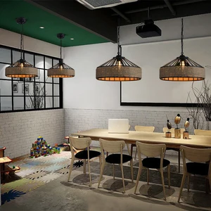 Industrial Hemp Rope Pendant Nordic Loft Retro Antique Country Style Creative Ceiling for Kitchen Bar Restaurant Decor Middle