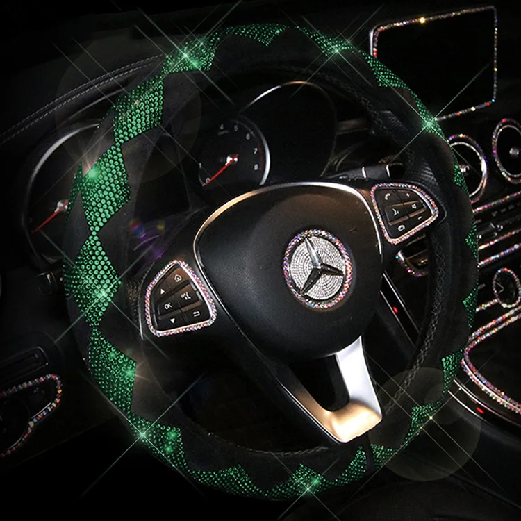 Emerald Green Car Steering Wheel Cover Accessories Women Bling