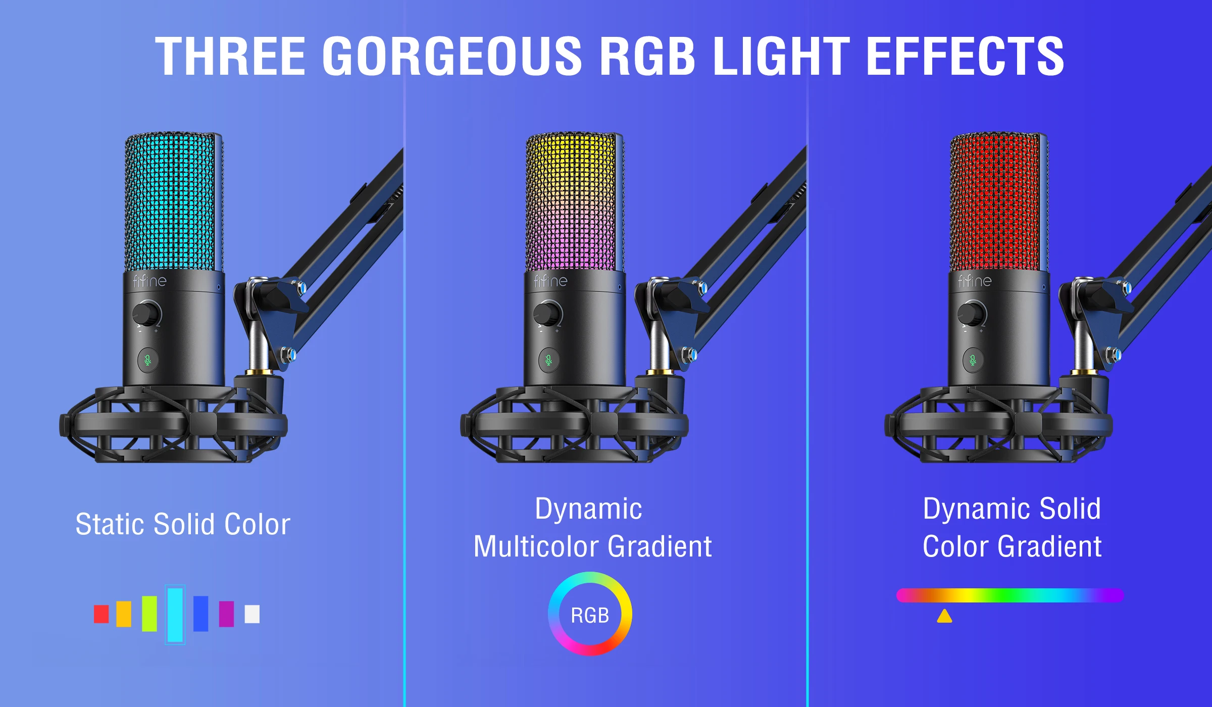 Fifine T669 Pro Gaming Rgb Condenser Microphone Professional Live Poadcasting Mic Studio