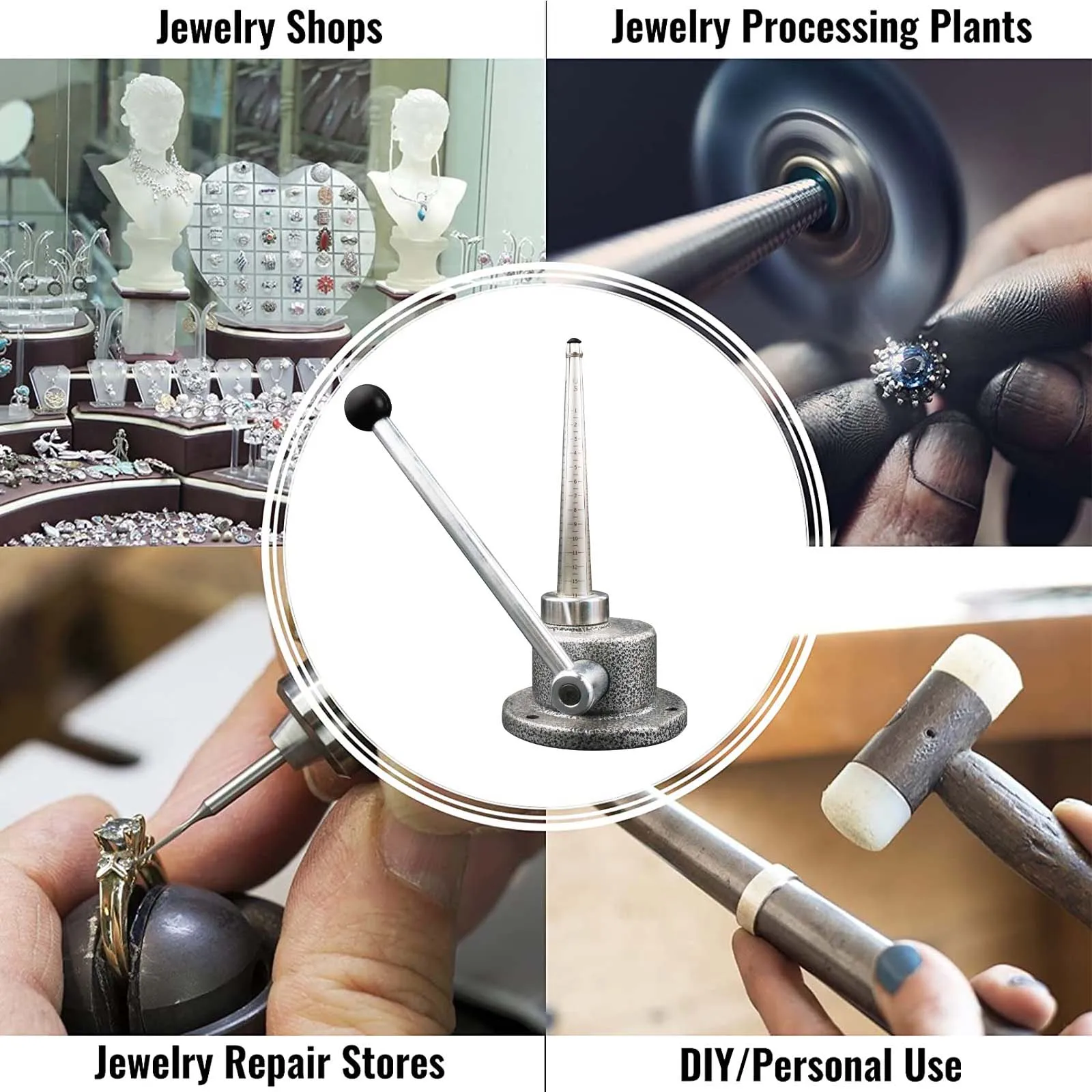 Ring Enlarger Size Adjustment Tool Iron Coin 4 Splines Ring Size 1-14 Jewelry Making Machine Ring Stretcher for Jewelry Repair