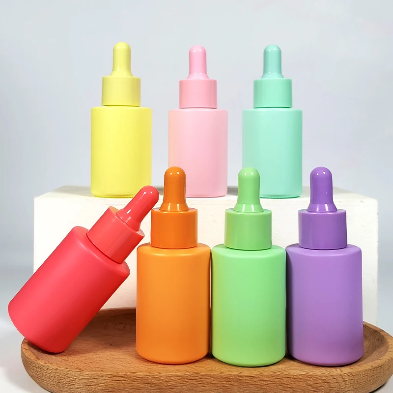 20ml 30ml Cosmetic Skincare Packaging Cylinder Clear Amber Beard Hair Essential Oil Serum Glass Dropper Bottle with Eye Dropper