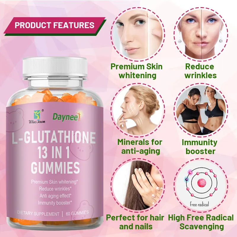 glutathione reduced tablets L-Glutathione 13 in 1 Skin Whiten Gummies Vitamine c Care Collagen  Glutathiones Gummy
