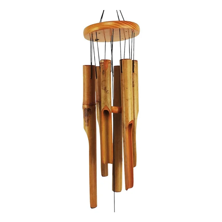 Carillon éolien En Bambou 25 Pouces (63,5 Cm) – 5 Tubes – Son Apaisant Pour Jardin, Terrasse, Patio