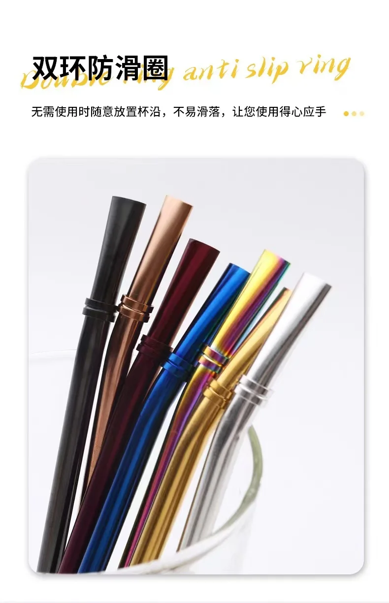 Colorful Reusable Yerba Mate Stainless Steel Straw Metal With Filter Spoon