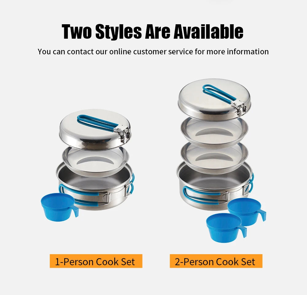 Wholesale Stainless Steel Camping Cookware Portable Cooking Pot Cookware Mess Kit Cooking Set details