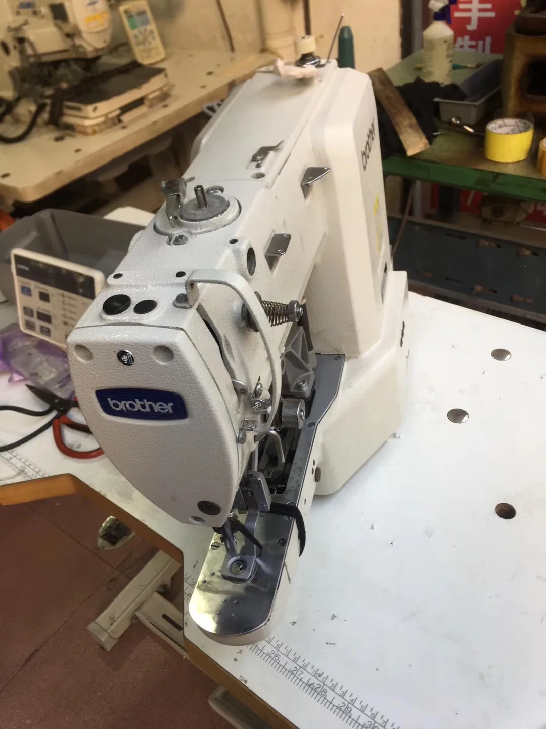 Used Brother 438F  Direct Drive Computer Flat Sewing Lockstitch Button Attaching Machine