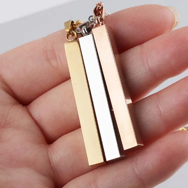 Customized Engraved Logo Personalized Rectangle Necklace Stainless