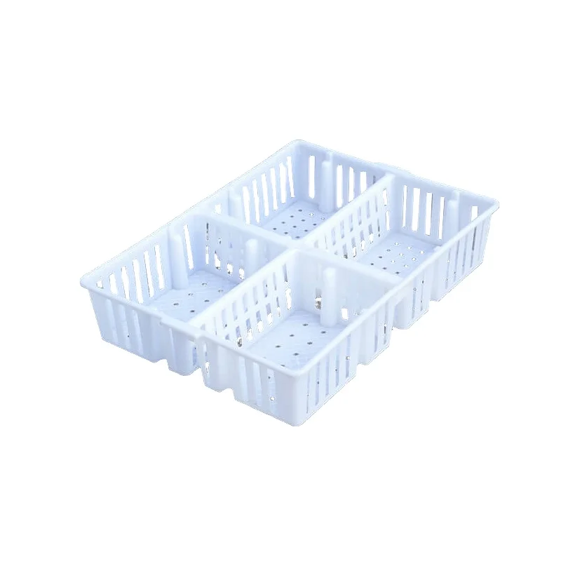 Nestsable and Stackable HDPE Plastic Day Old Chick Transport Box with 4 Compartments