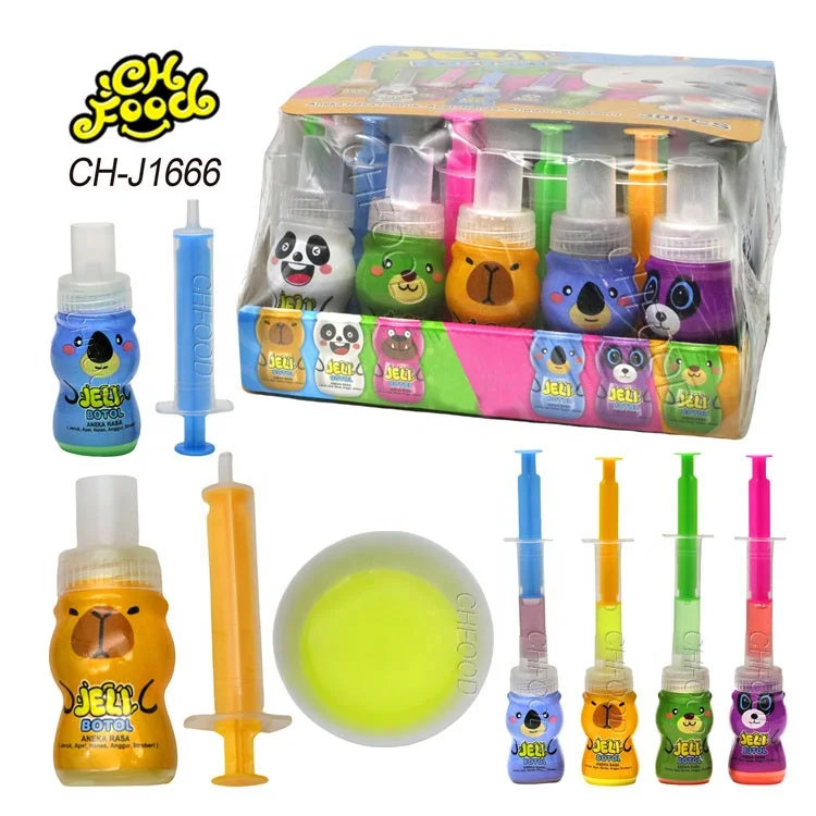 Wholesale and OEM Bear Injection Syringe Shape Fruit Jelly Jam Liquid Candy Sweet Snack for Children Halal Food