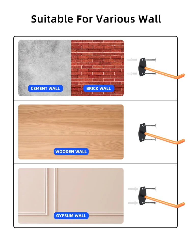 Durable Metal Wall Hook Heavy Duty Rustproof Hanger Organizer Wheels Hooks Storage for Garage details