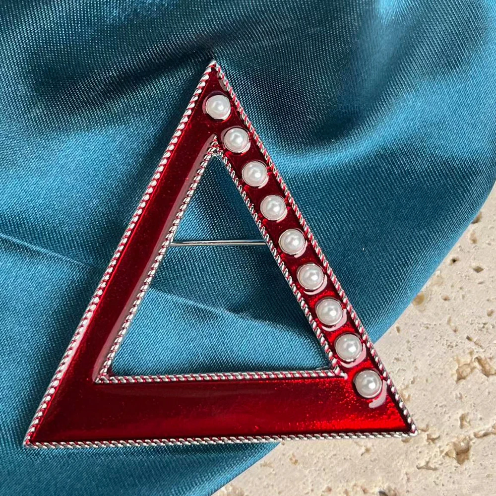 Custom Sorority Delta Sigma Charity Design Brooches Red Dst Triangle