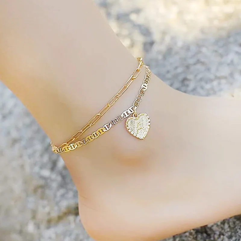 Stainless Steel Anklet Women Letter