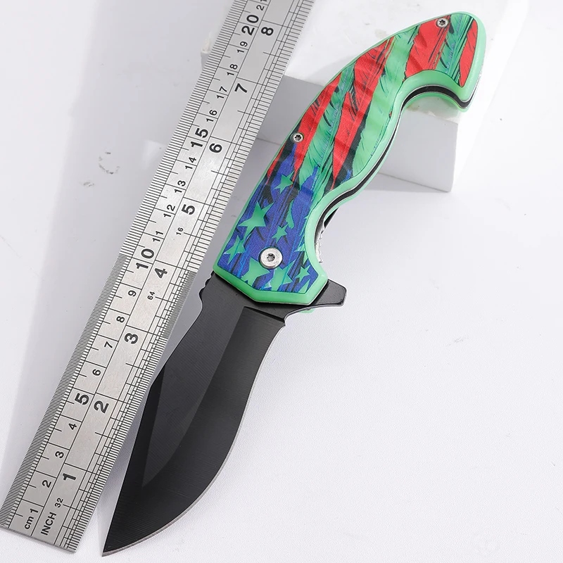 Customizable 3D Printed Folding Knife with Evil Skull Joker Stable Print on Stainless Steel Blade for EDC Pocket