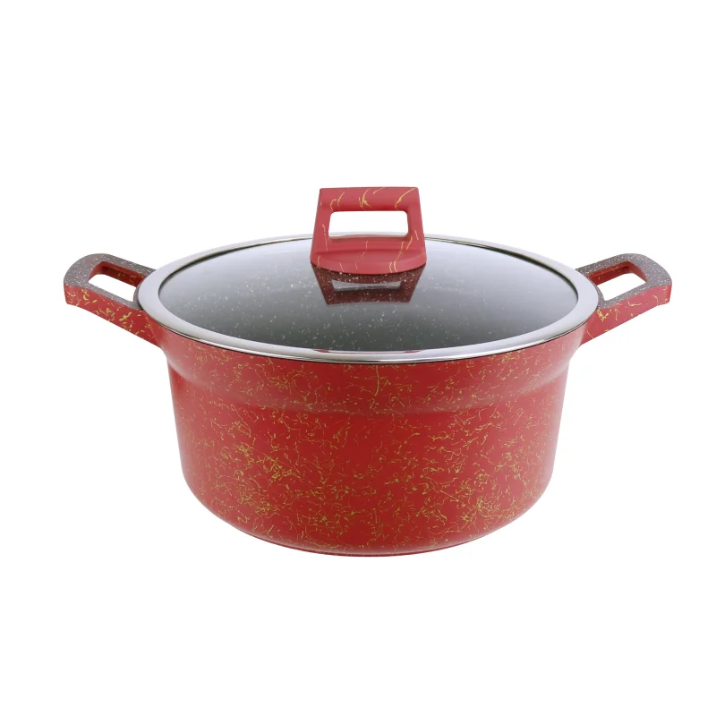 Ucc-Life Classic Design Cookware Casserole Set Metal Cooking Pots with Glass and Granite Kitchen Pot Collection