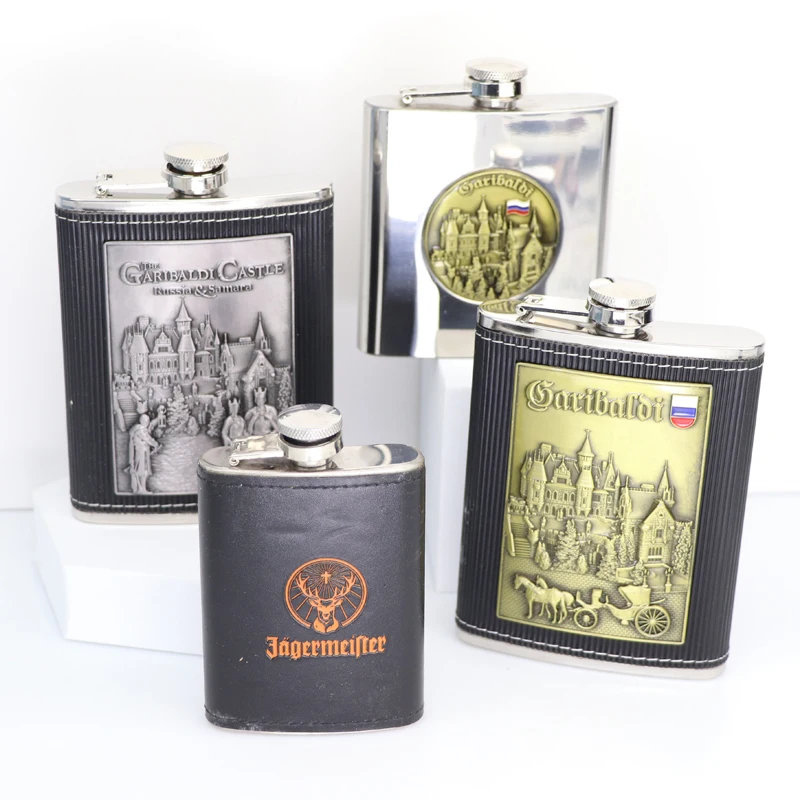 Custom Design Luxury Different Shape Whisky Metal Tourist Souvenir Hip Flask