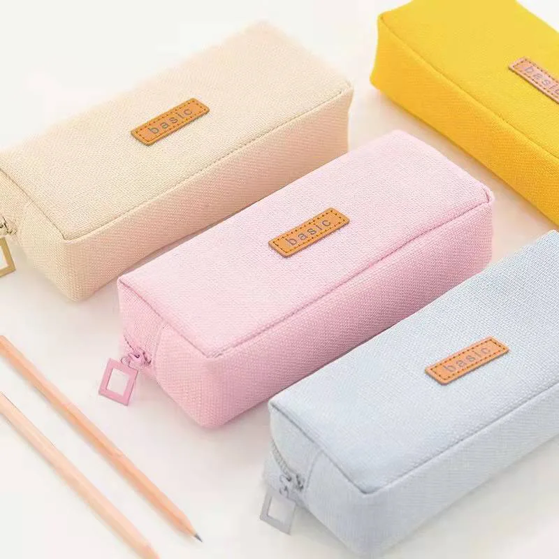 Simple Square Large-capacity Pencil Case Creative Solid Color Cotton ...