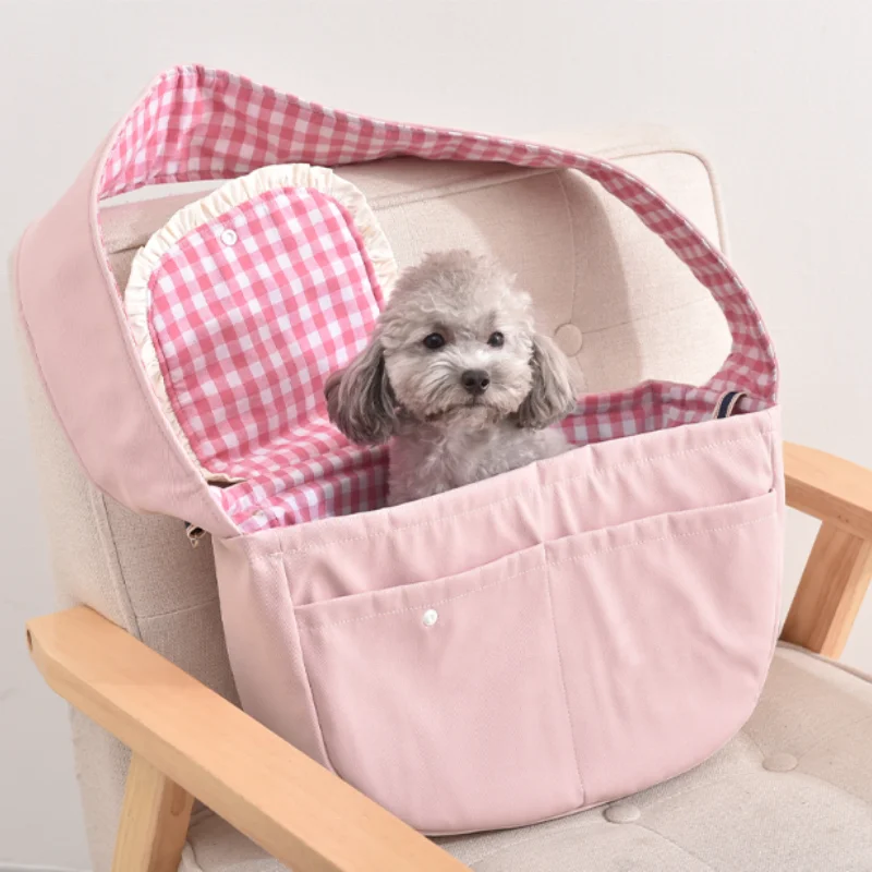 Customizable Comfortable Cotton Cat Dog Travel Carrier Bag Breathable Lightweight One Shoulder Crossbody Sustainable Print