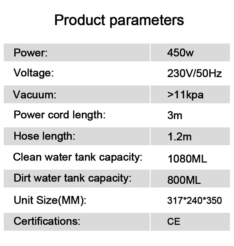 450w Wet And Dry Vacuum Cleaning Portable Car Sofa Carpet Cleaner