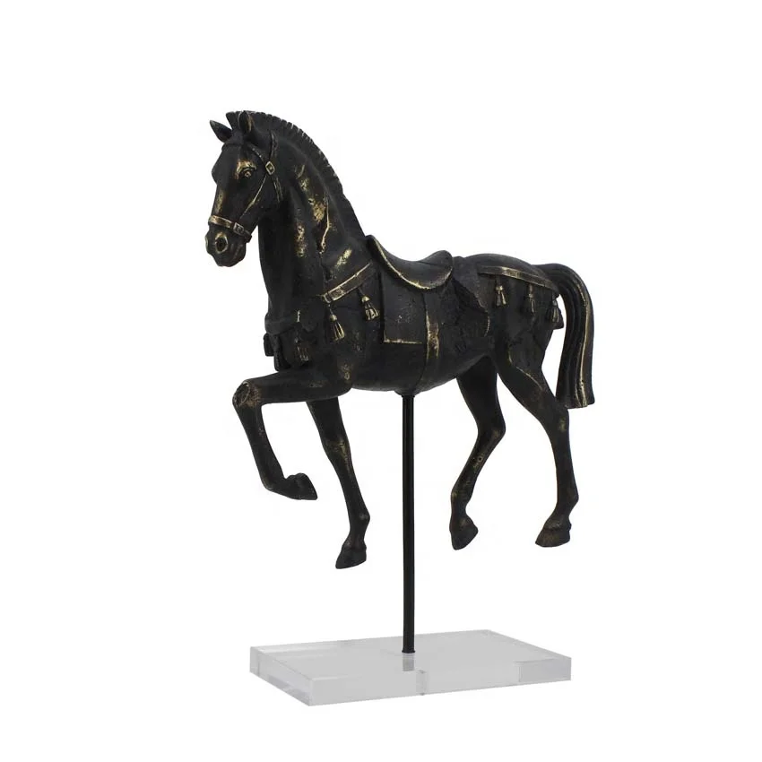 Acrylic Base Metal Stand  Decorative Horse Statue Home Crafts Resin Animal Creative Fiberglass For Office Decor