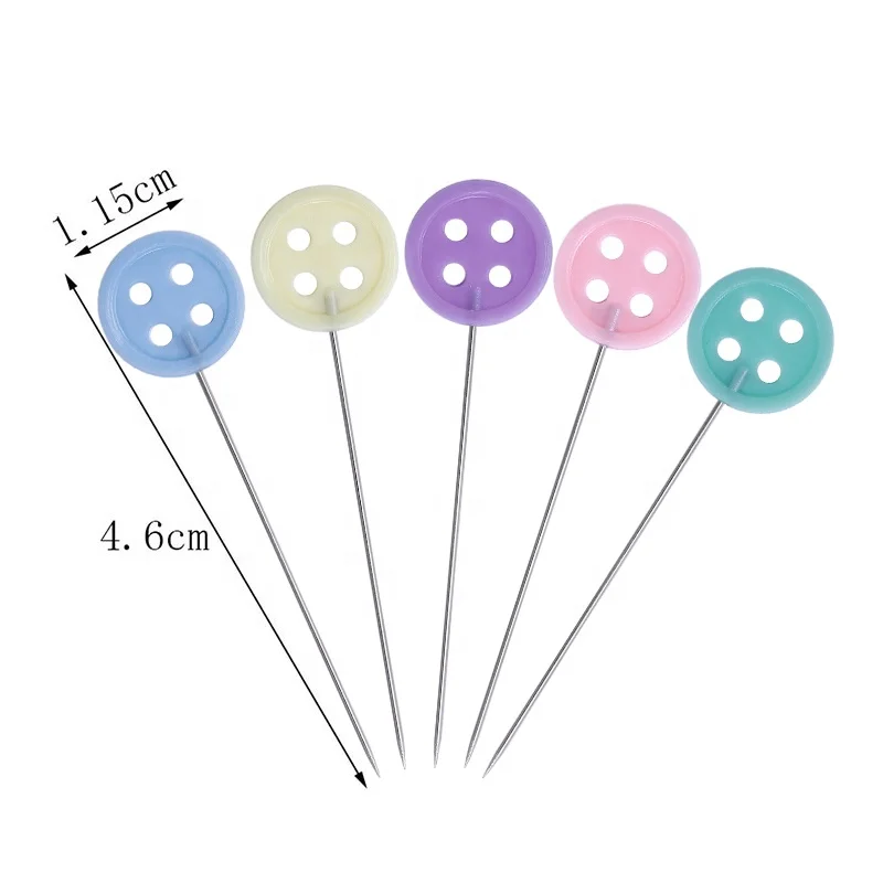 RTS 100PCS  Assorted Colors Plastic Buttons Flat Head Pin