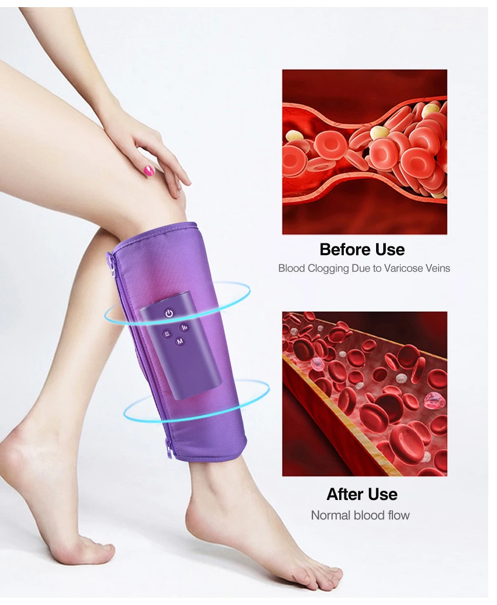 制造商无绳腿电动安全气囊按摩器可充电小腿按摩器3种模式